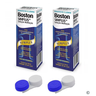 2 Boston Simplus + 2 Estojos / Solução de limpeza para lentes rígidas em Oferta na Shopee
