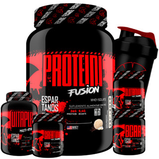 Whey Protein Fusion + Bcaa + Crea + Gluta + Multi-Vitaminico + Copo - Espartanos