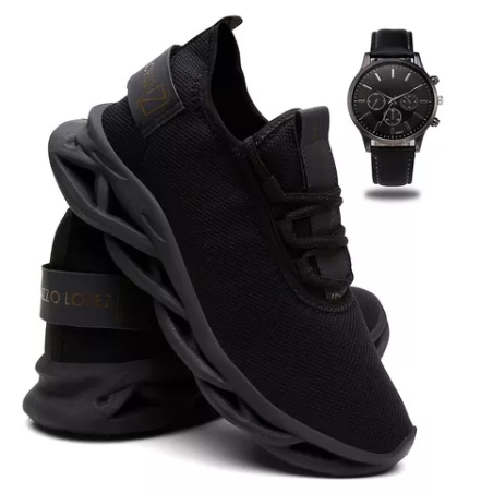 Kit Tênis De Corrida Masculino Academia Leve + Relógio