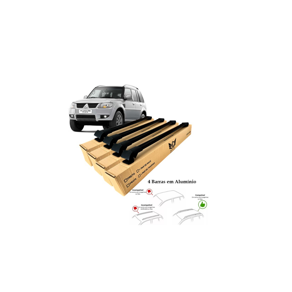 Rack Travessa Mitsubishi Pajero Tr4 2010 A 2016 4 Barras Bagageiro Larga Heavy Car