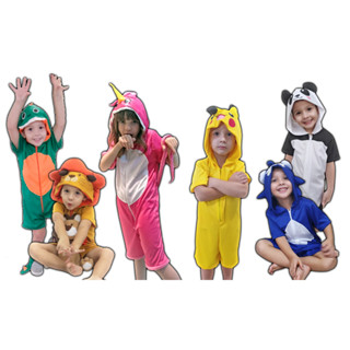 Fantasia Infantil Sonic Leão Pikachu Panda Unicórnio Macacão Pijama Kigurumi Curto Traje Crianças Animais Parmalat Verão