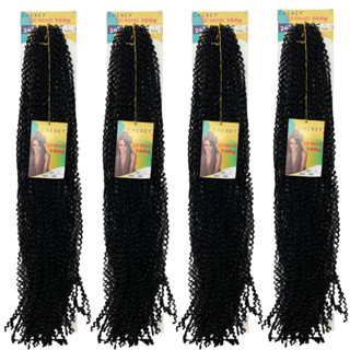 kit 4 Cabelo Miojinho (Cor 1 Preto) 400G Tranças Micro Zizi Kanekalon Pronto Para Trançar
