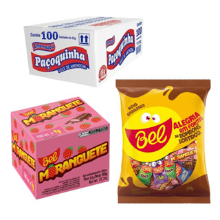 Kit Festa com paçoca + moranguete + bombom sortido 250 unidades