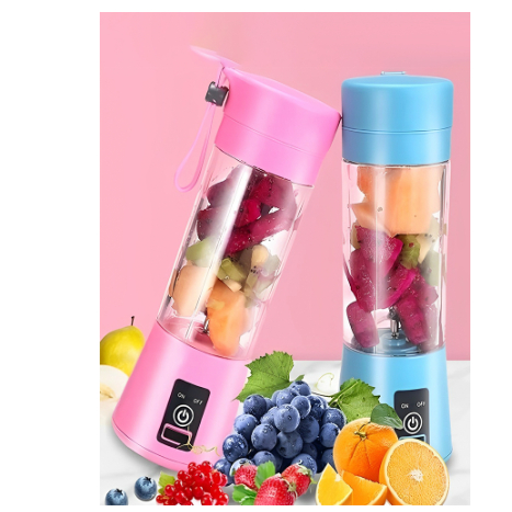 Misturador mini liquidificador portatil de Suco Elétrico 6 Lâminas 380ML Cabo Usb