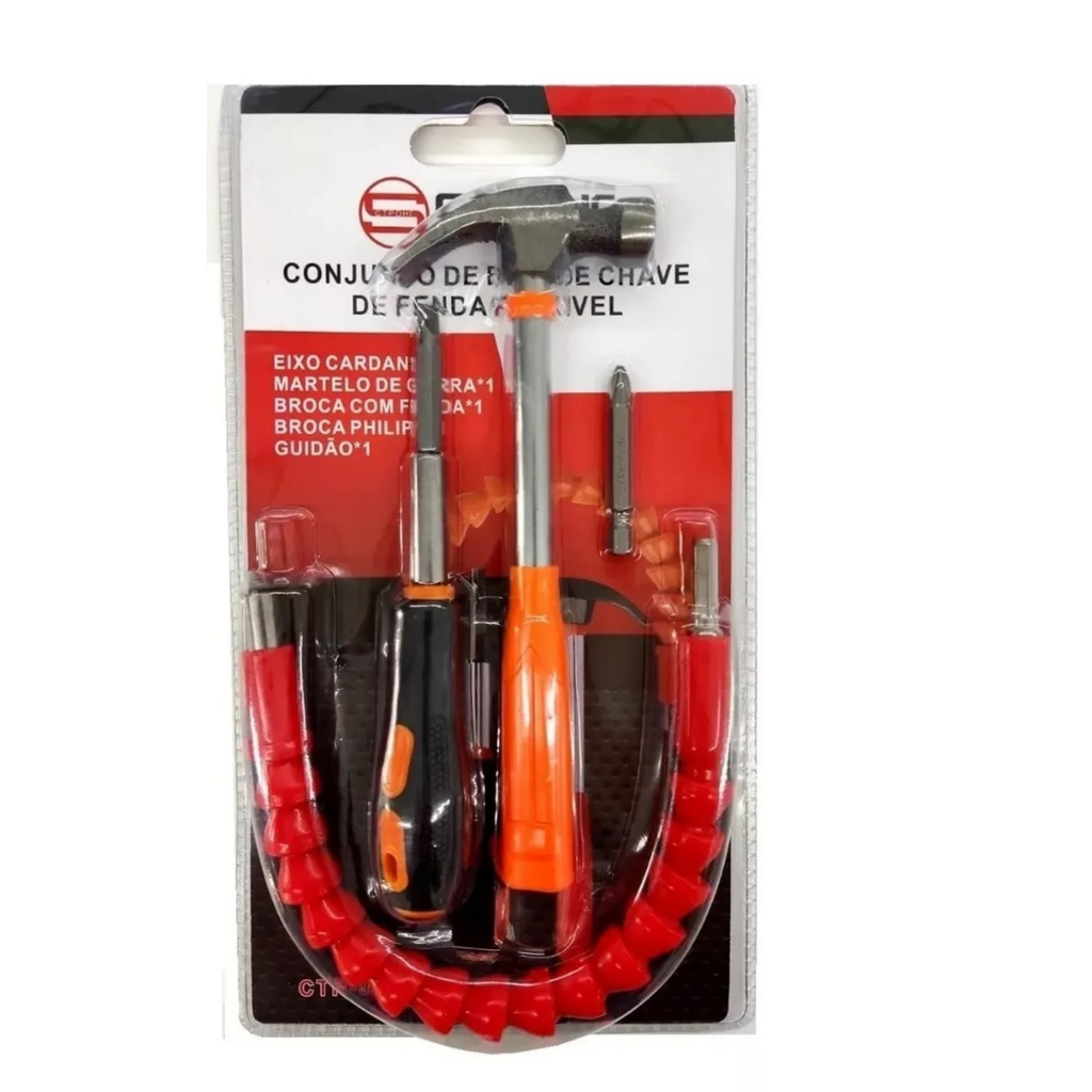 Kit com Bits Ph2x 50  Fenda Sl 6 Eixo Flexível 290mm Chave Fenda 1/4 Martelo Vidraceiro