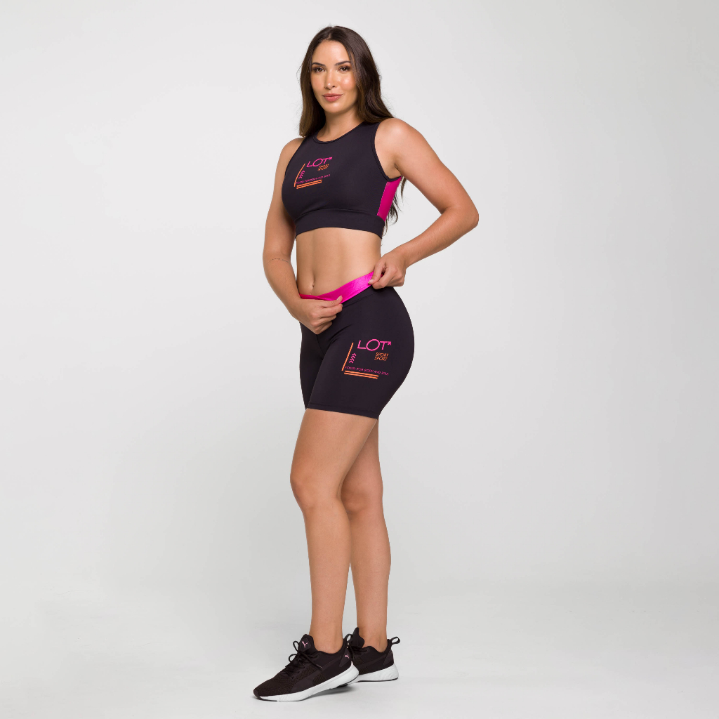Conjunto Fitness Feminino para Academia para Treinar Poliamida Premium Top e Short com Estampa