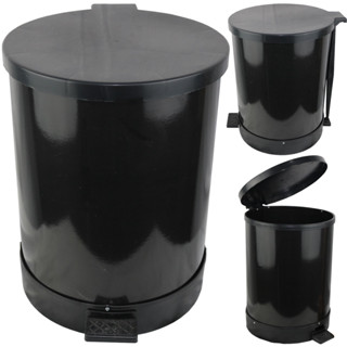 Lixeira em Metal 18 Litros Pedal Estampada Cor Inox Preta Decorada e Lisa