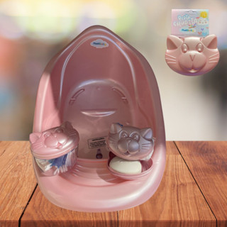 Banheira bebe com porta algodão saboneteira porta chupeta banho do bebe