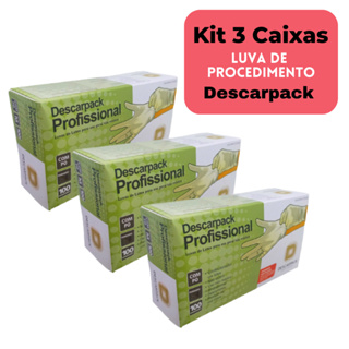 Kit 3 Caixas de Luva Profissional | Tam PP - P - M - G | Procedimento Descarpack Branca Descartavel