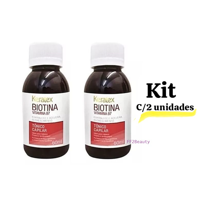 Kit c/2 unidades Biotina Liquida Vit B7 Crescimento e Fortalecimento dos Cabelos Keratex 60ml em Oferta na Shopee