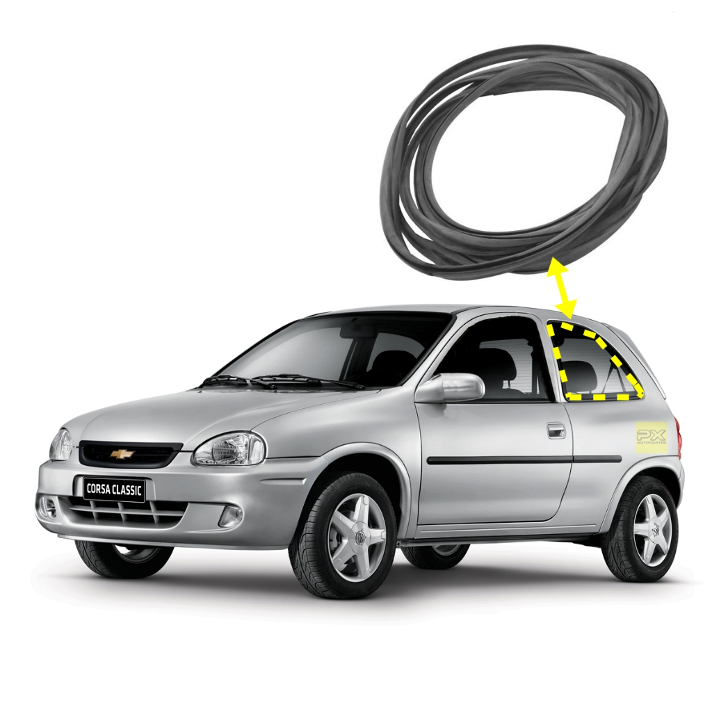 Par Borracha da janela lateral traseira Chevrolet Corsa Wind GL Super Hatch GL 1.4 EFI 2P de 1994 até 1996 - Corsa 1994 até 2002 2 portas - fixa - preta