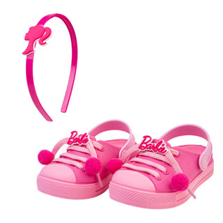 Sandália Barbie Rosa Babuche Infantil Menina + TIARA