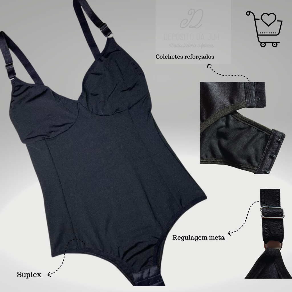 Cinta Body Modelador Suplex Sem Bojo Redutora De Medidas Com Compressão Alça Reforçada Feminino