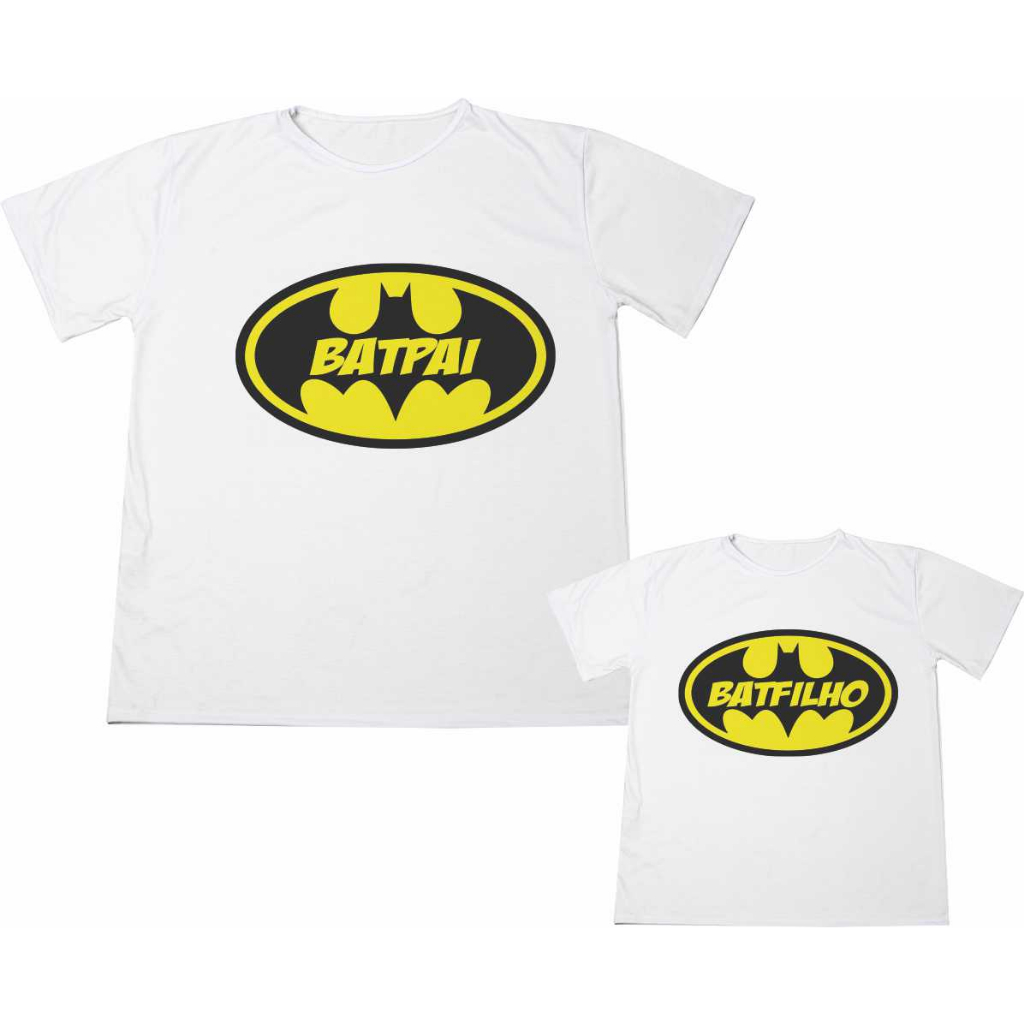 Camisa Personalizada Tal Pai Tal Filho Bat Pai Bat Filho  Adulto Infantil  Blusa Estampada Ótimo Acabamento e Durabilidade Anti-Pilling 100%Poliéster PROMOÇÃO