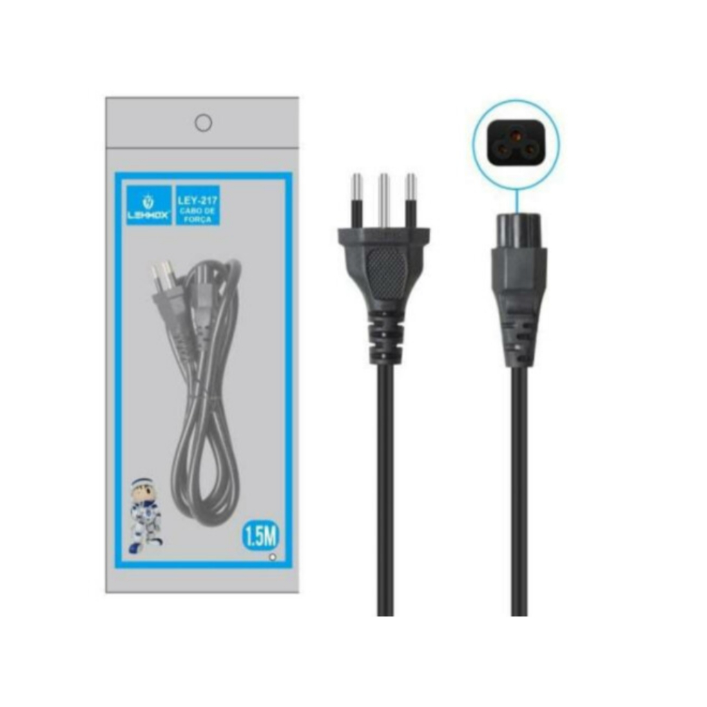 Cabo de Força 1.5m PC Tripolar Macho Fêmea Fonte Padrao Novo Original Envio em 24H