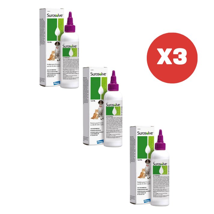 Kit 3 Surosolve 125ml Líquido para Limpeza de Ouvidos Elanco em Oferta na Shopee