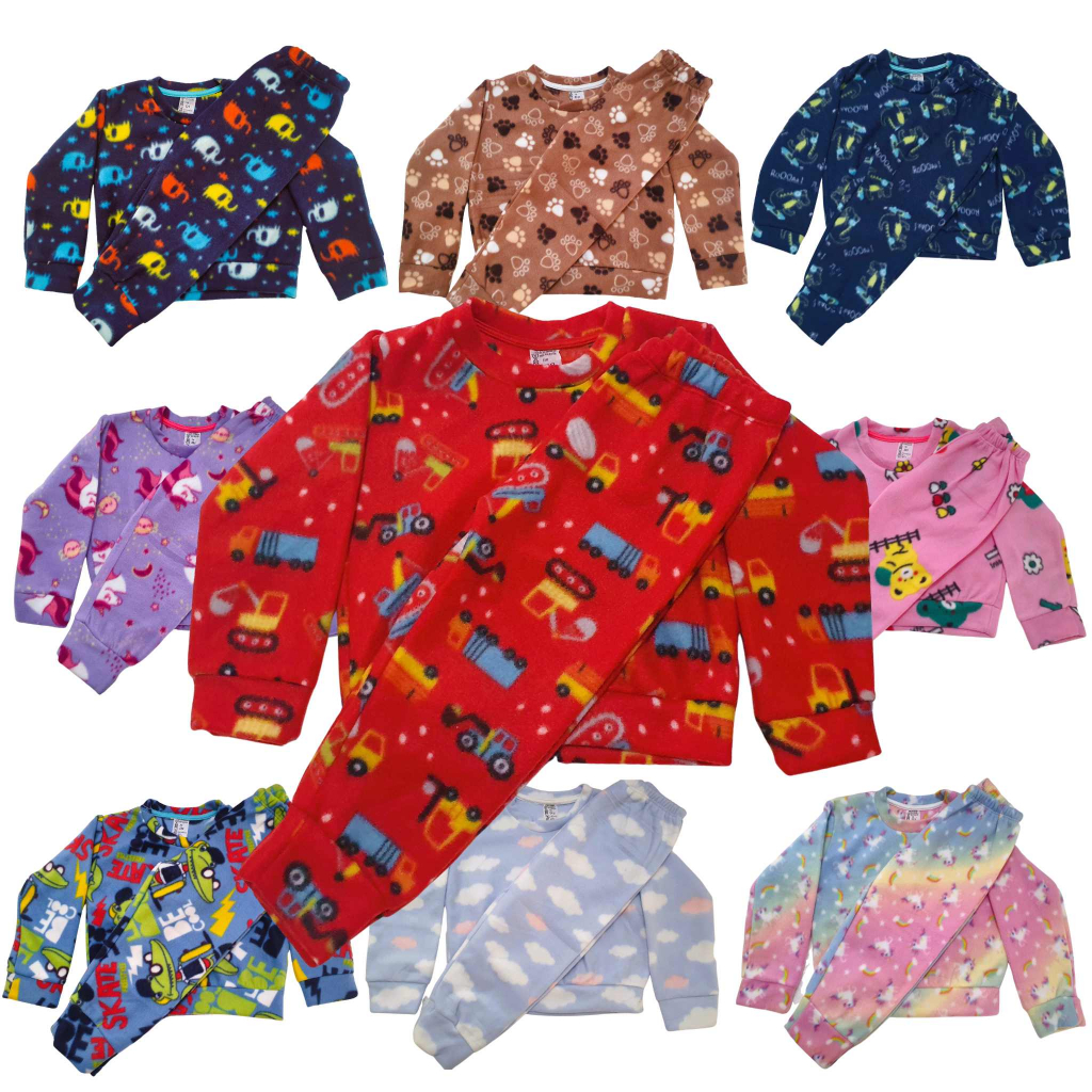 Conjunto Infantil Soft Pijama Estampado Menino Menina Inverno Quentinho tamanho 1, 2, 3, 4, 6, 8, 10, 12 e 14