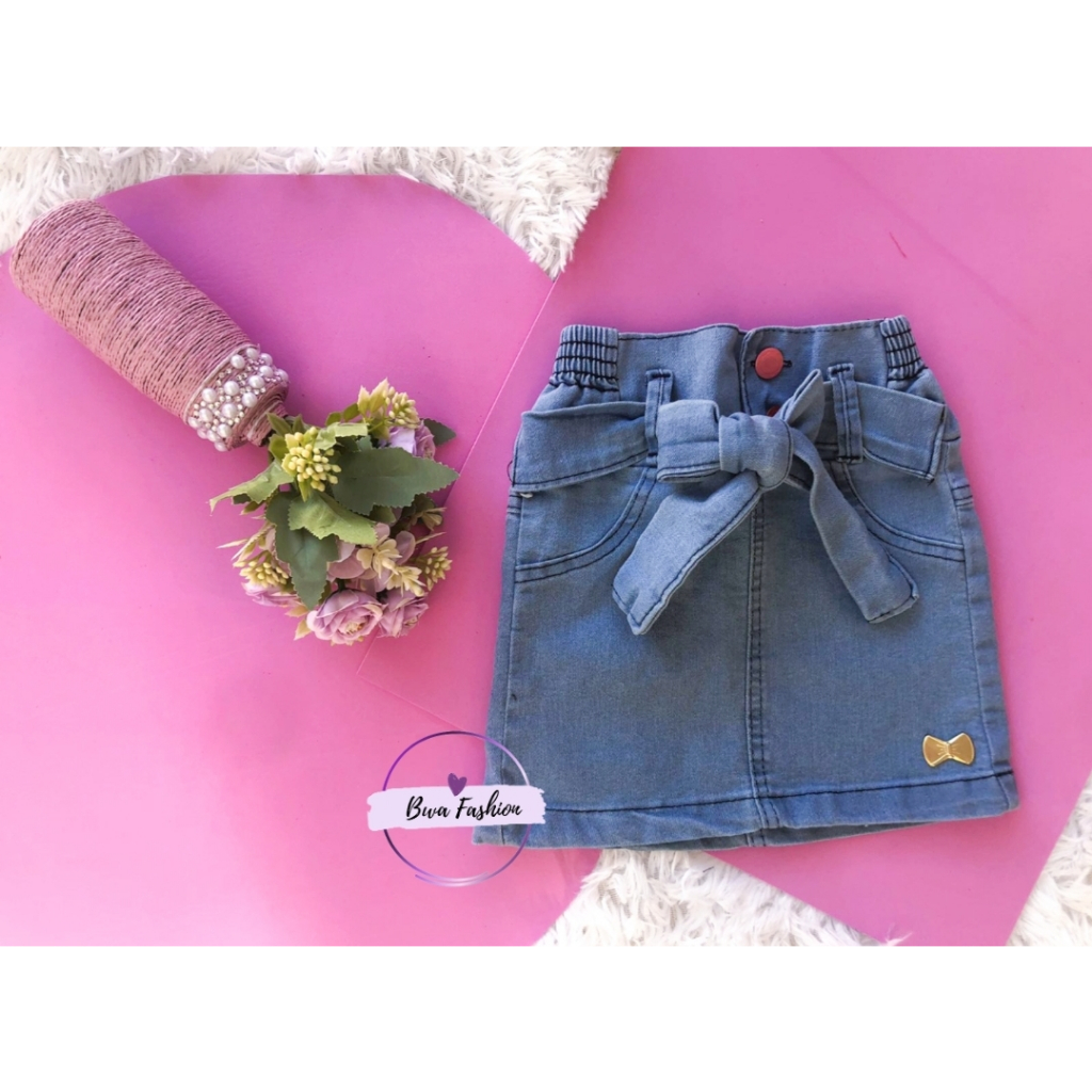 Saia jeans infantil menina