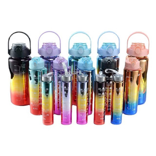 Garrafa De Água Squeeze Academia Com 2000ml 900ml E 300ml Portátil Adesivos 3D