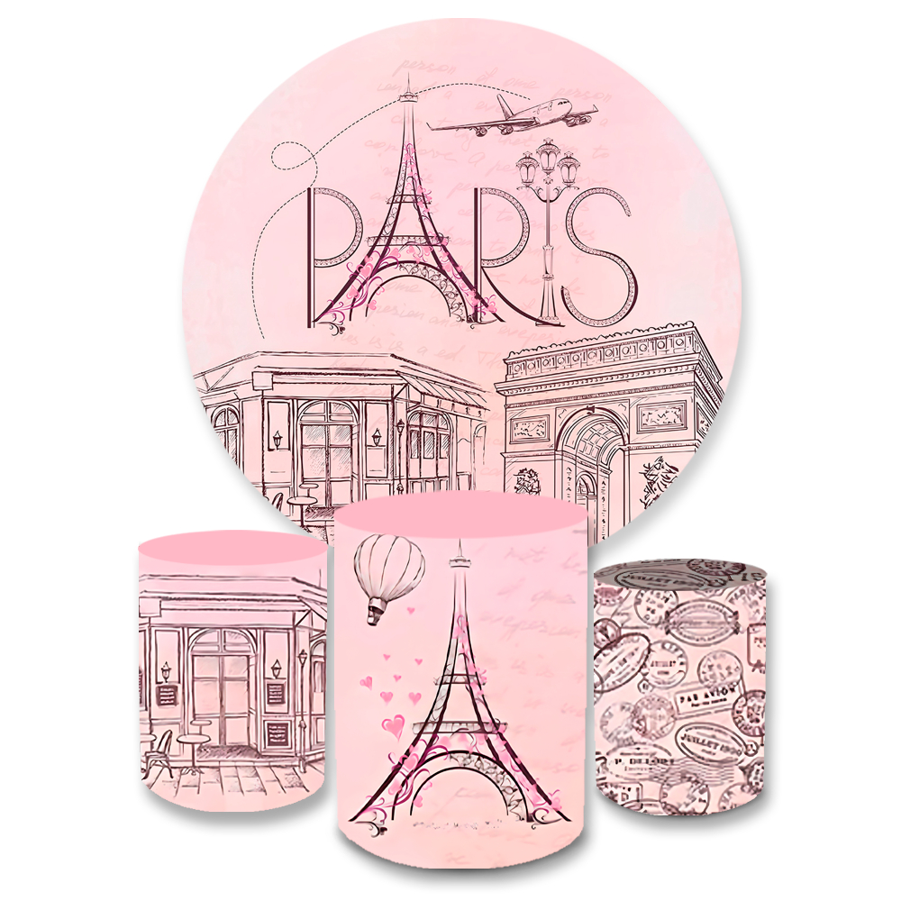Kit Capas Painel Decorativo Sublimado Paris + Trio Capa Cilindro P M G Veste Fácil Sublimado Bibi Painéis