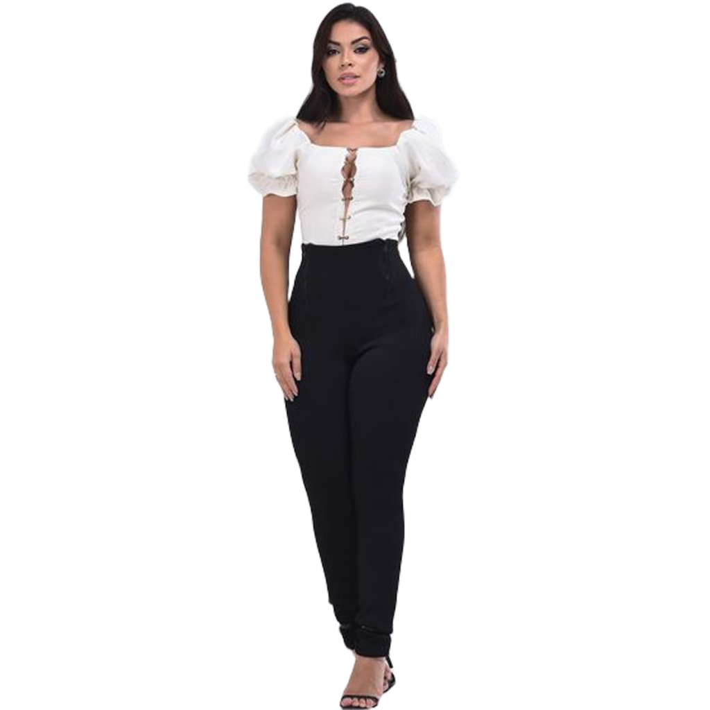 Calça Feminina 3d Zíper Veludo Canelada Cintura Alta Social Calça Canelada Calça 3D Calça Veludo