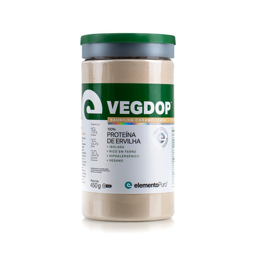 Whey protein vegano Baunilha Caramelizada 450g Vegdop proteína da ervilha elementoPuro