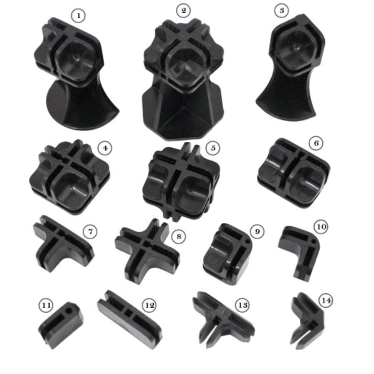 Conector, Conectivo de tela aramada, Conectivo de vidro, para 4mm, Vários modelos de conectivos