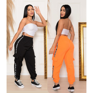 KIT 2 Calças Jogger Cargo Tactel Unisex Com Bolsos laterais modelo Tik Tok