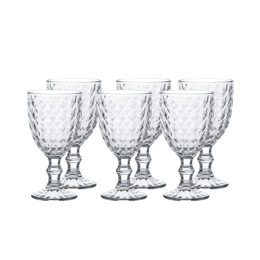 Jogo De 6 Taças Diamante Bico de Jaca Em Vidro 360ml em Oferta na Shopee