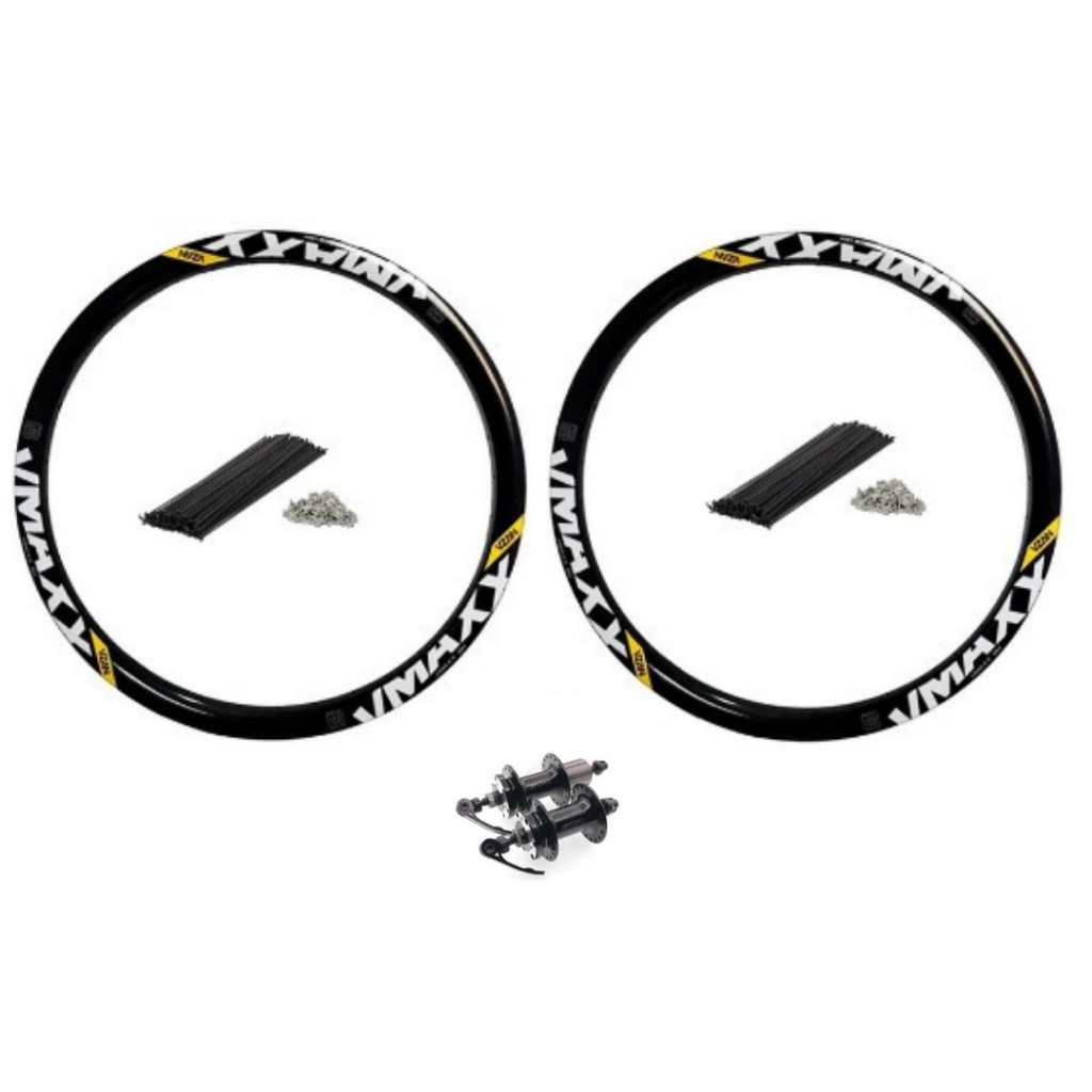 Par 2 Aro Vzan Vmaxx Preto Aro 26 Parede Dupla Reforçado Dh Paredão Para  Freio A Disco + Raios Finos Pretos + Cubos K7 36F Aluminio com Blogagem 8/9/11/12v Par Roda