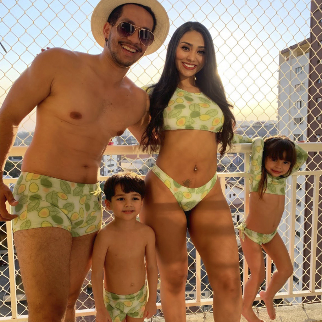 Sunga Box Shorts Kit Pai e Filho Roupa De Banho Masculina Com Bolso Multiúso Zíper e Forro Interno
