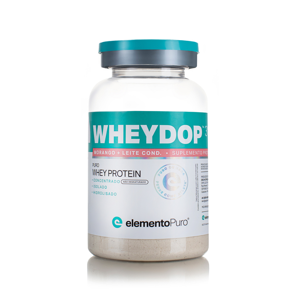 Monodose Whey protein morango com leite condensado 27g elementoPuro Wheydop 3w