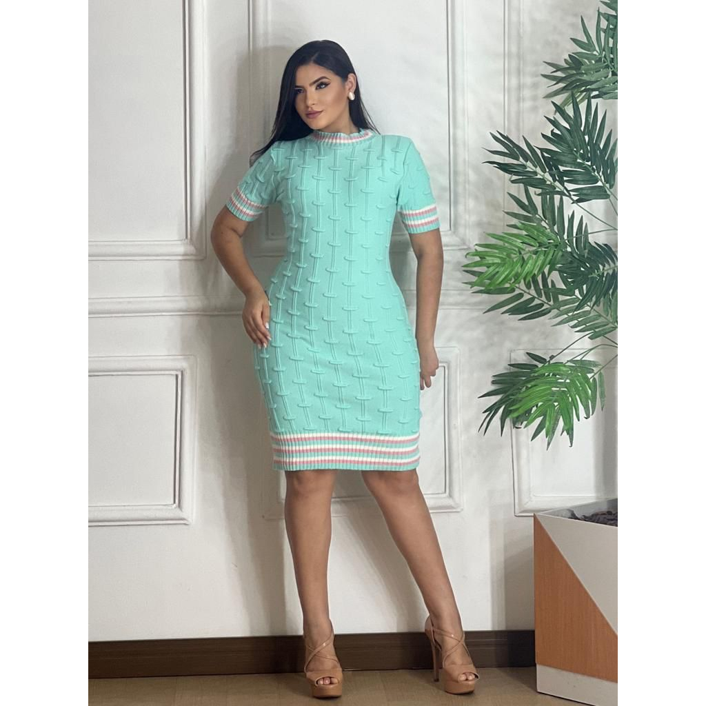 Vestido Midi Pelotas Tricot Moda Evangélica