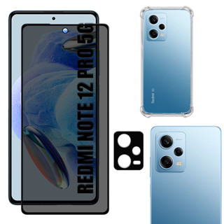 Kit Para Redmi Note 12 Pro 5g | Película de Privacidade 3D - Capa Anti Shock - Película da Câmera 3D