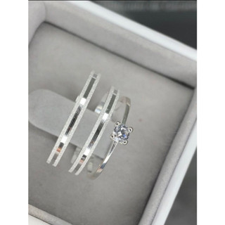 Alianças De Namoro 2mm Prata 950 + Solitário + Gravura