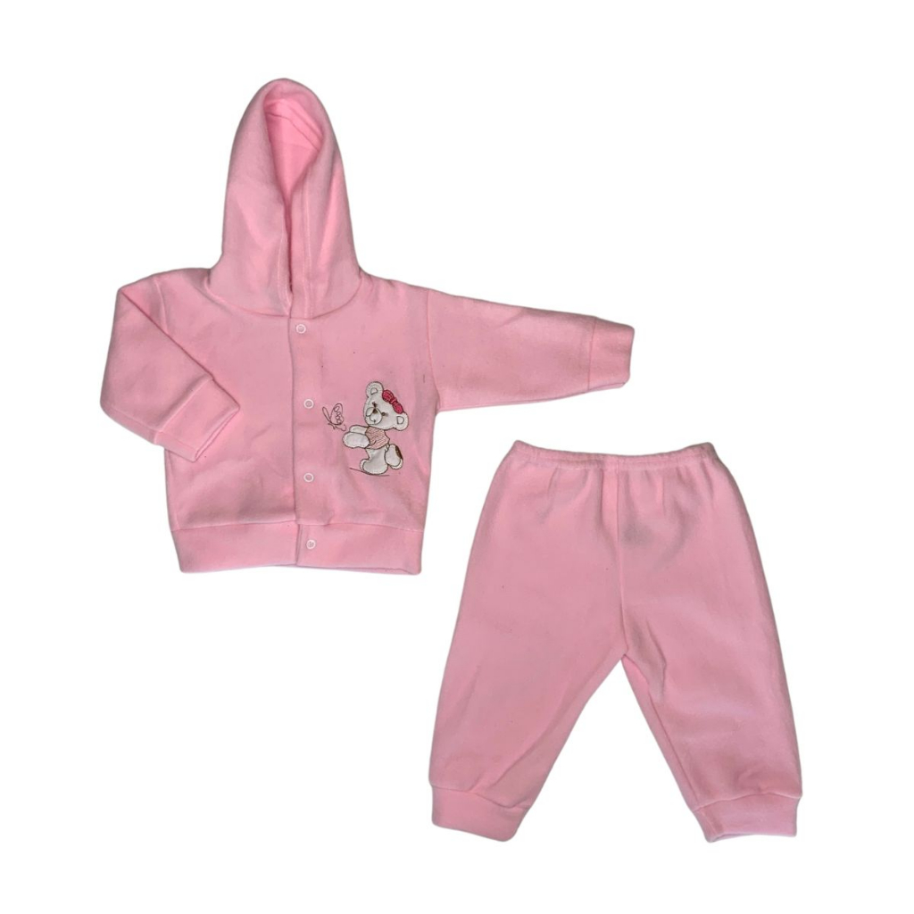Conjunto De Bebê Com Capuz Soft Blusa + Calça Liso Varias Cores em Oferta na Shopee