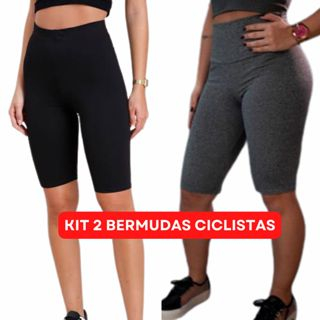 Kit 2 Shorts Bermuda Ciclista Feminina Suplex Academia Fitness