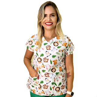 Blusa Pijama Scrubs Hospitalar Enfermagem Pediatria Infantil