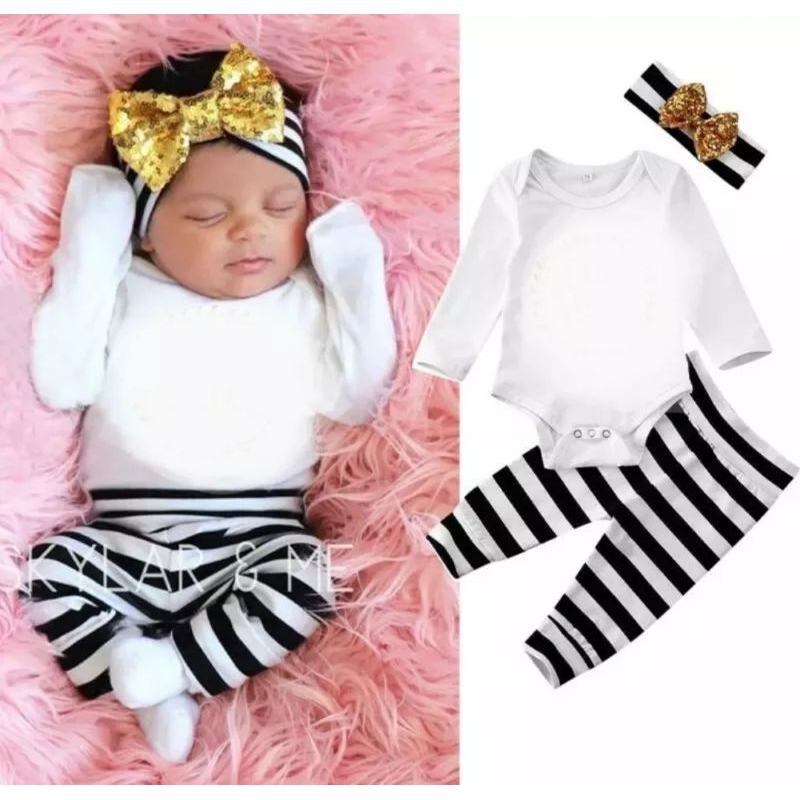 Conjunto Bebê Listrado Menina