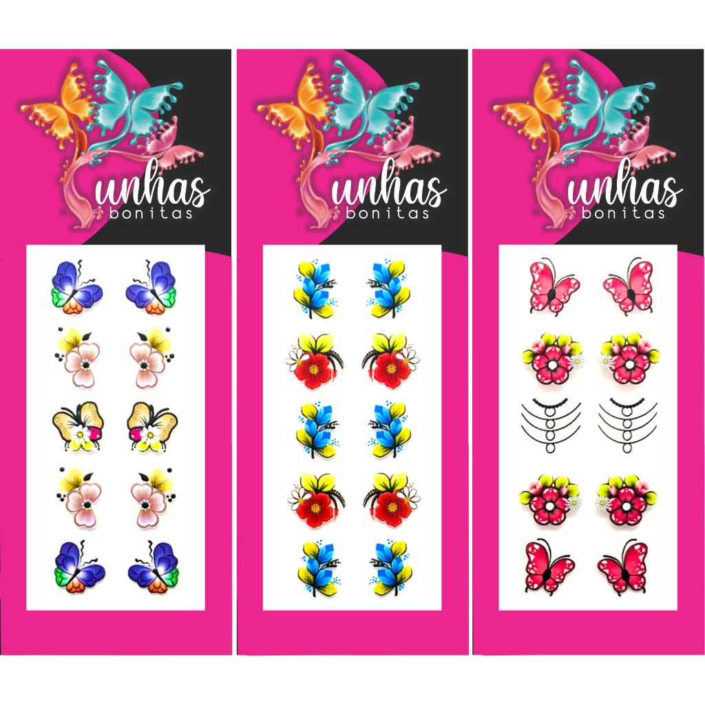 500 Adesivos de Unha 3D  U.S.A Atacado Peliculas Unhas Bonitas