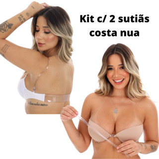 Kit 2 Sutiã Com alça Regulável E Removível Costa Nua Branco Nude Preto Promoção Soutien Sutiã Atacado