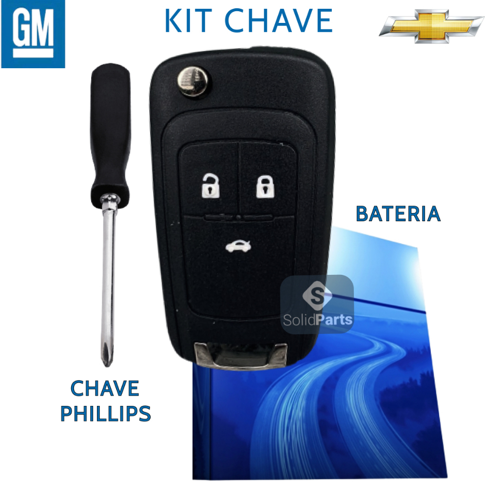 Kit Capa Chave Canivete Gm Onix Cruze Montana Spin Prisma Cobalt + Bateria + Chave de Fenda em Oferta na Shopee