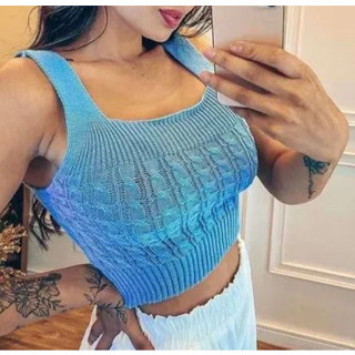 Cropped Tricot Regata Trançado / Blusa Regatinha Trançada / Blusinha Feminina Trico / Tendência Moda Blogueira / Envio 24hrs
