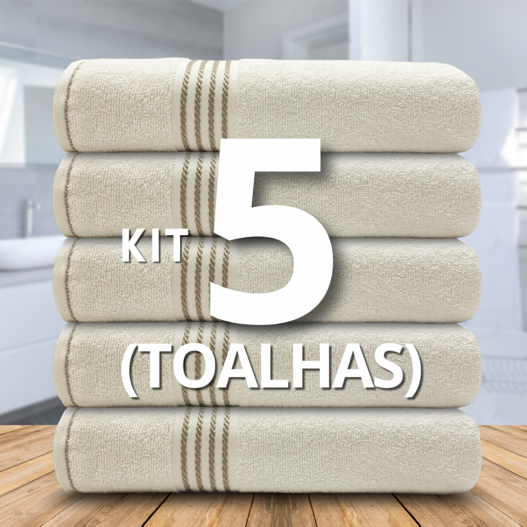Kit 5 Toalhas Jacquard Luxo Quasar Hotel Spa Salão Grossa e Grande 450g/m2 - 48x80cm 100% Algodão Menor Preço Disponível