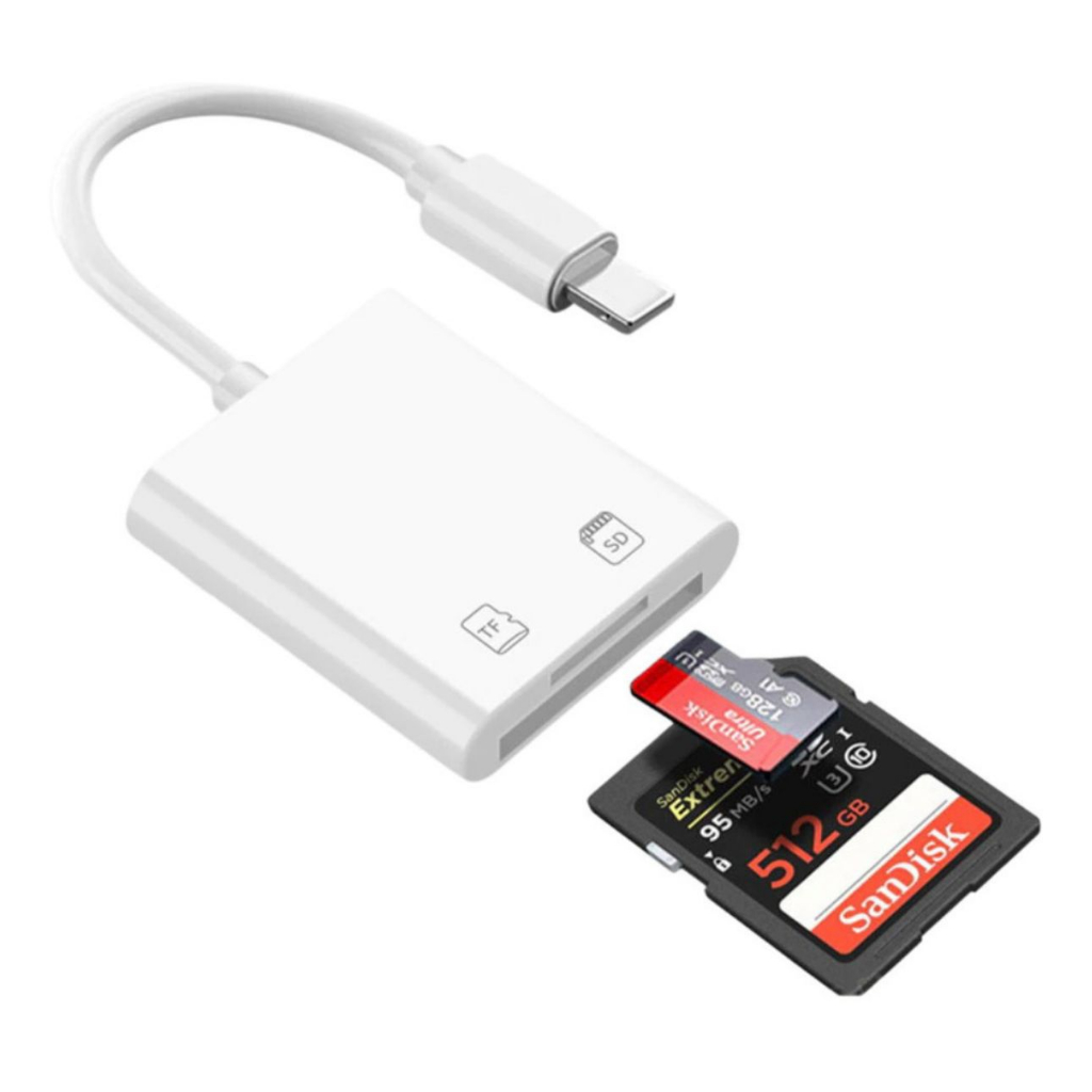 Adaptador Lightning Leitor Cartão Sd Tf iPhone 11 X 8 iPad em Oferta na Shopee