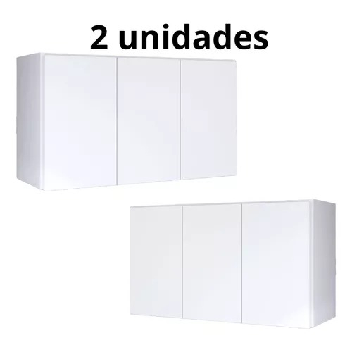 kIT 2 Unidades Armário Compacto Base Armário Para Panelas 3 Portas Preto Ou Branco
