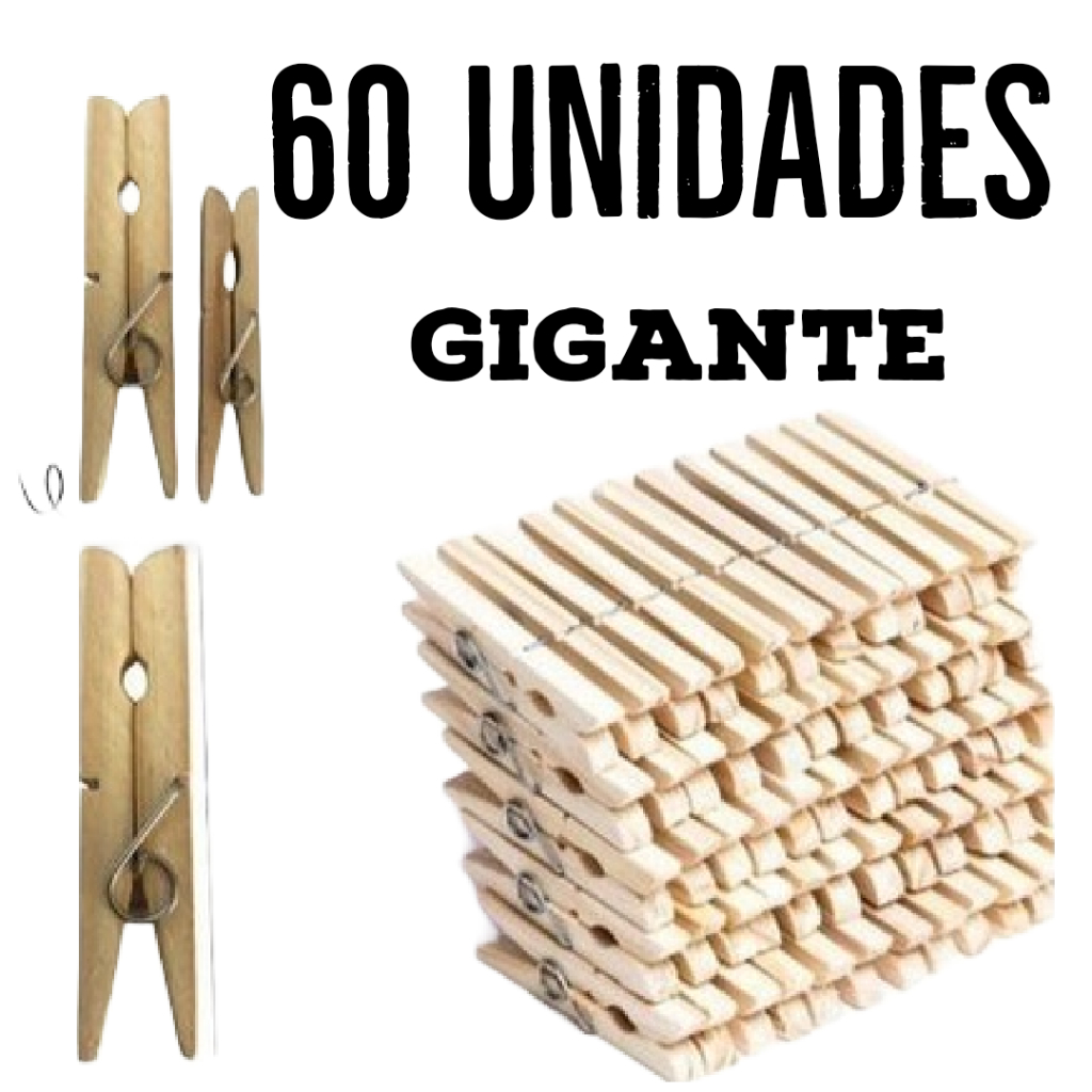 Kit Pregador De Roupa Prendedor Madeira Gigante Haracem em Oferta na Shopee