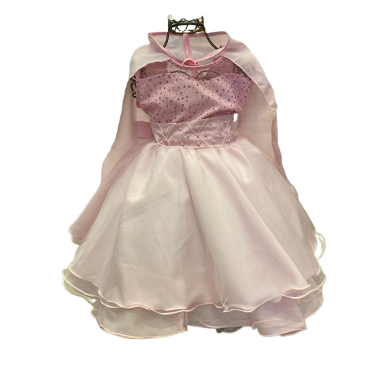 Vestido Infantil Festa Princesa Rosa Chuva de Amor Cinderela + Capa