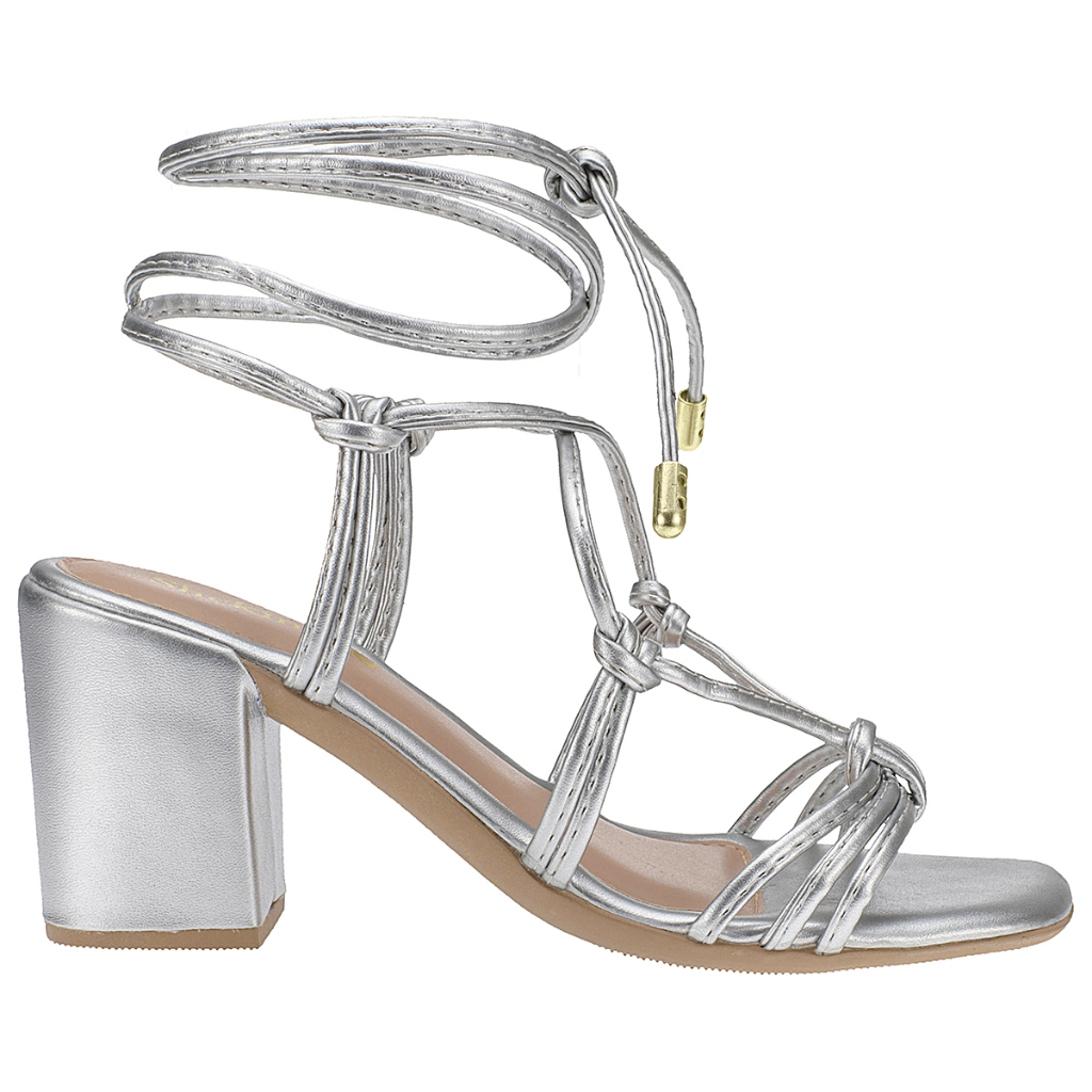 Sandália Feminina Salto Bloco Grosso Saltinho Shekinah Moda Tiras Amarrar Amarração Confortável - Women Shoes