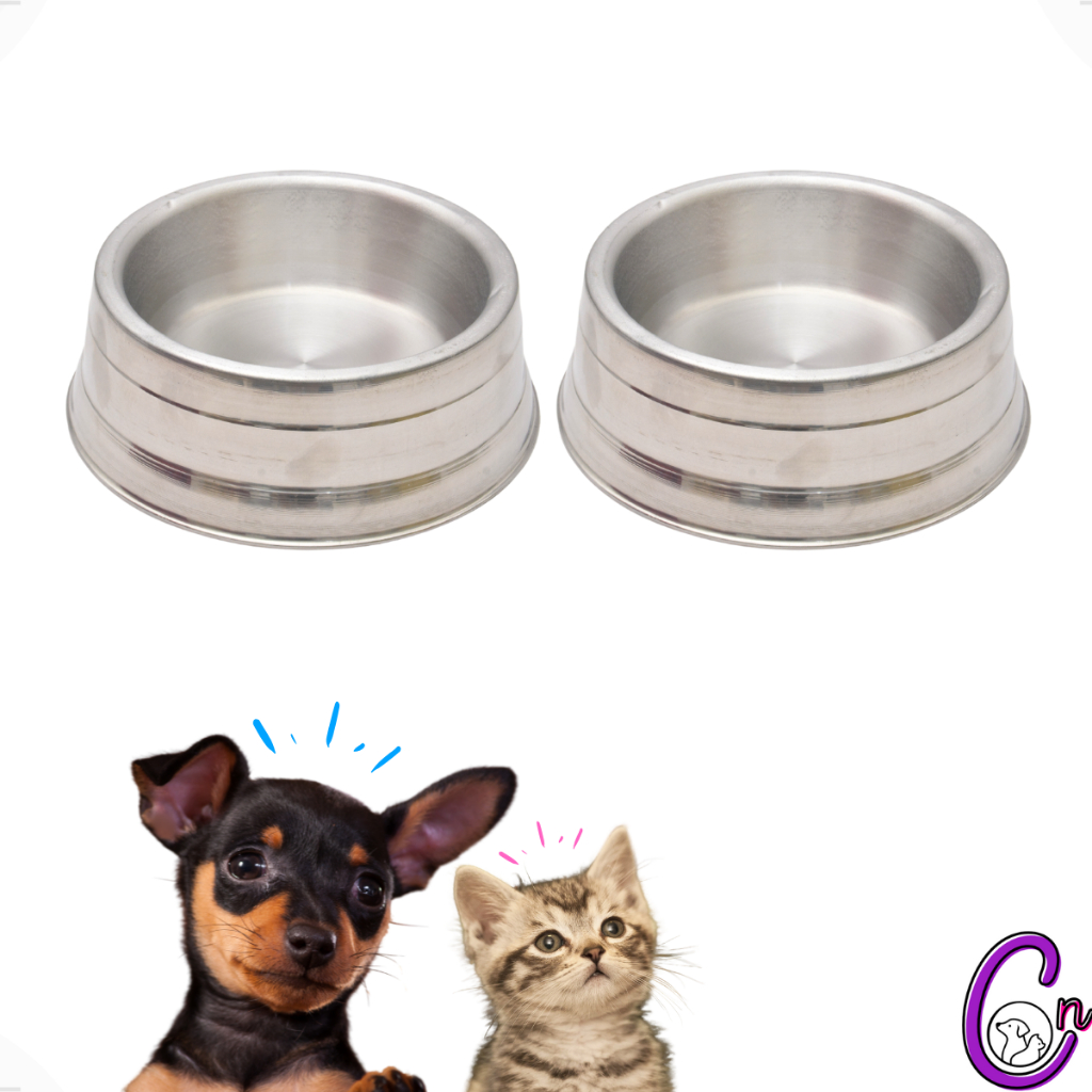 Kit 2 Comedouro Pesado Polido de Alumínio Pequeno PP 280 ml em Oferta na Shopee